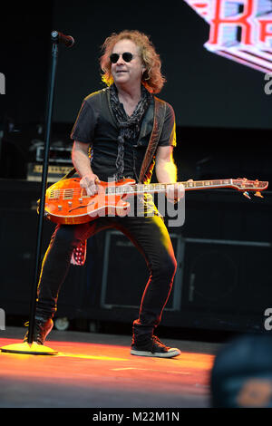 WESTON, FL - APRIL 02: Jack Blades of Night Ranger performs at Rockfest 80s held at Markham Park on April 2, 2016 in Weston, Florida.   People:  Jack Blades Stock Photo