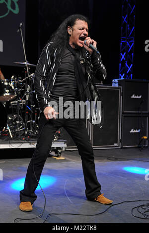 MIAMI, FL - FEBRUARY 20: Oni Logan of Lynch Mob performs during the Monsters Of Rock pre cruise concert at The Magic City Casino on February 20, 2016 in Miami, Florida.   People:  Oni Logan Stock Photo