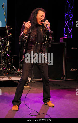 MIAMI, FL - FEBRUARY 20: Oni Logan of Lynch Mob performs during the Monsters Of Rock pre cruise concert at The Magic City Casino on February 20, 2016 in Miami, Florida.   People:  Oni Logan Stock Photo