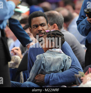 NEW YORK, NY - DECEMBER 29: BREAKING NEWS - FILE PHOTOS - 2003-2014 - NEW YORK - NOVEMBER 07: Chris Rock attends the Philadelphia 76ers vs NY Knicks Game at Madison Square Garden on November 07, 2010 in New York City     People:  Chris Rock Stock Photo