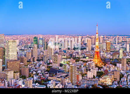 Tokyo Tower Tokyo Skyline Night Scene Stock Photo