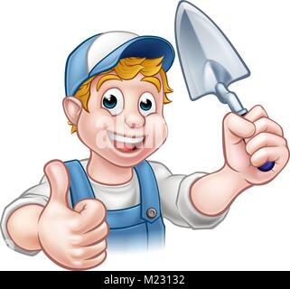 Builder Bricklayer Construction Worker Trowel Tool Stock Vector