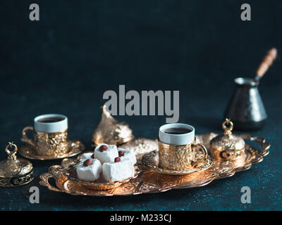 Turkish delight and turkish coffee Stock Photo