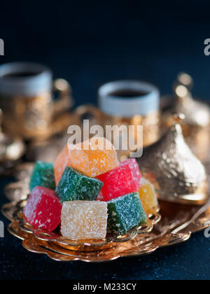 Turkish delight and turkish coffee Stock Photo