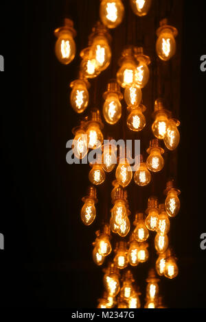 Photo of a macro of bright unusual fixtures in a cafe Stock Photo