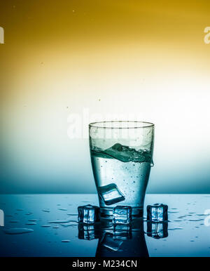 Close up view of the ice cubes in water Stock Photo