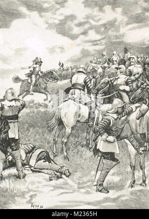 Charles I, trying to rally his army, Battle of Naseby, 14 June 1645 Stock Photo