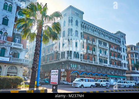ALEXANDRIA, EGYPT - DECEMBER 18, 2017: The Little Venice mansion is the pearl of Corniche avenue, on December 18 in Alexandria. Stock Photo
