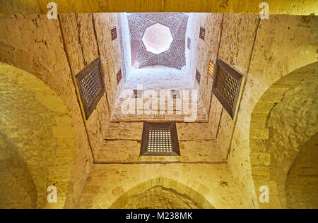 ALEXANDRIA, EGYPT - DECEMBER 17, 2017:  The brick dome of the medieval stone mosque in Qaitbay Fort, on December 17 in Alexandria. Stock Photo