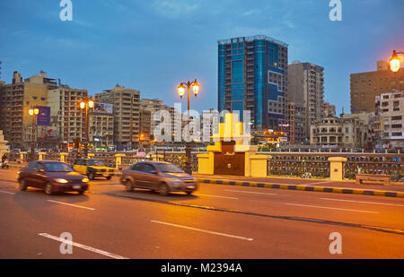 ALEXANDRIA, EGYPT - DECEMBER 17, 2017: The Stanley neighborhood is beautiful city location with many tourist landmarks and places for rest, on Decembe Stock Photo