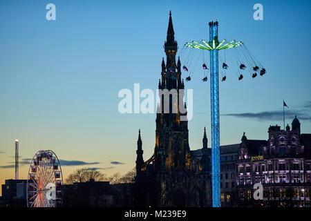 Edinburgh capital city of Scotland,  historic landmark on Princess Street,  The Scott Monument is a Victorian Gothic monument to Scottish author Sir W Stock Photo