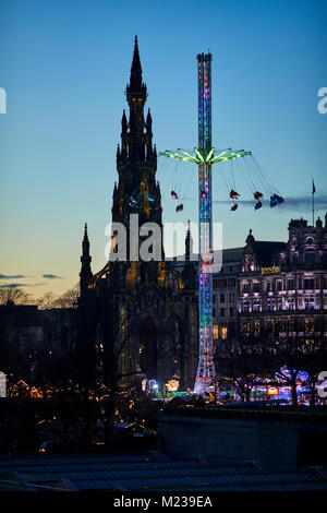 Edinburgh capital city of Scotland,  historic landmark on Princess Street,  The Scott Monument is a Victorian Gothic monument to Scottish author Sir W Stock Photo