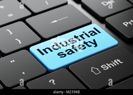 Constructing concept: Industrial Safety on computer keyboard background Stock Photo