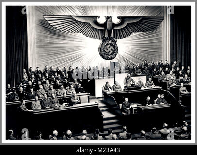 REICHSTAG Nazi Propaganda Image Berlin Nazi Party assembly Reichstag Kroll Opera House Berlin Germany Adolf Hitler declares war on the United States - 11th December 1941 Stock Photo