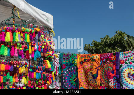 Handmade sheep's wool souvenirs for sale in Bucerias, Nayarit, Mexico. Stock Photo