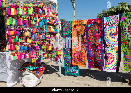 Handmade sheep's wool souvenirs for sale in Bucerias, Nayarit, Mexico. Stock Photo