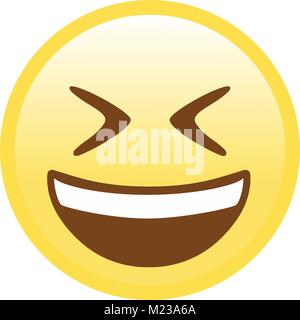 The isolated vector yellow laughing out loud with closing eyes flat icon Stock Vector