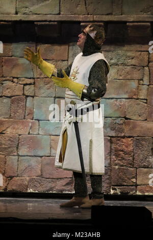 Naples, Italy. 03rd Feb, 2018. Elio musical of Monty Python Elio on stage at the Teatro Augusteo in Naples 'Spamalot' taken from the Monty Python movie 'Monty Python and the Holy Grail'. In picture Elio Credit: Salvatore Esposito/Pacific Press/Alamy Live News Stock Photo