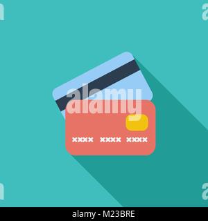 Credit card icon. Flat vector related icon with long shadow for web and mobile applications. It can be used as - logo, pictogram, icon, infographic el Stock Vector