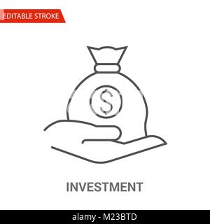 Investment Icon. Thin Line Vector Illustration - Adjust stroke weight - Expand to any Size - Easy Change Colour - Editable Stroke - Pixel Perfect Stock Vector