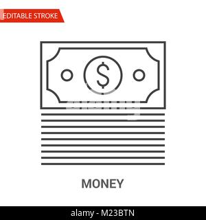 Money Icon. Thin Line Vector Illustration. Adjust stroke weight - Expand to any Size - Easy Change Colour - Editable Stroke - Pixel Perfect Stock Vector