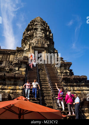 Siem Riep - Cambodia, December 18, 2017 Tourist in Angkor Wat Temple Stock Photo