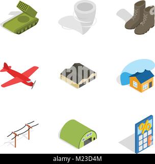 Troops icons set, isometric style Stock Vector