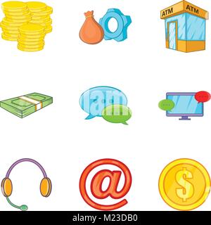 Cashflow icons set, cartoon style Stock Vector