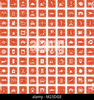 100 loader icons set grunge orange Stock Vector
