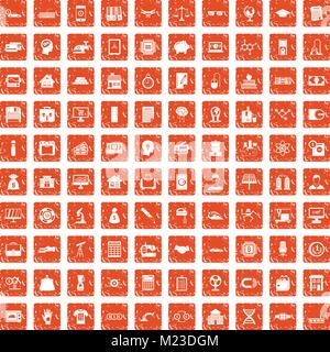100 loans icons set grunge orange Stock Vector