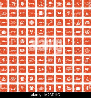 100 logistics icons set grunge orange Stock Vector
