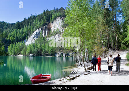 limestone Adrspach rock town and quarry lake - National park of Adrspach - Teplice rocks, East Bohemia, czech republic Stock Photo