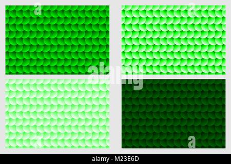 Fish scale pattern, Simple circular background - green set - vector circle pattern Stock Vector