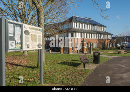 The War Memorial Park in Basingstoke, Hampshire, UK with the civic offices Stock Photo