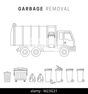 Garbage removal line drawing Stock Vector