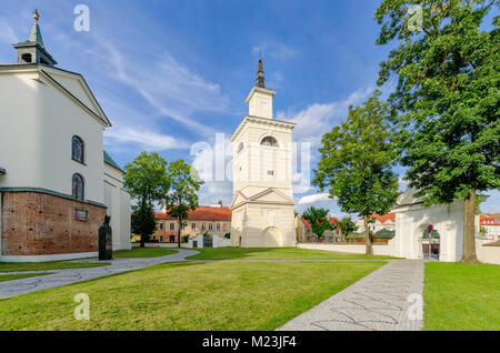 Campanile of basilica of the Annunciation to the Blessed Virgin Mary, Pultusk (ger. Ostenburg), town in masovian voivodeship, Poland, Europe. Stock Photo