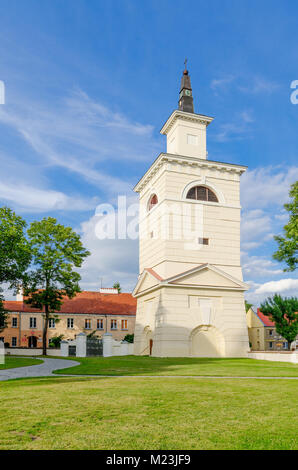 Campanile of basilica of the Annunciation to the Blessed Virgin Mary, Pultusk (ger. Ostenburg), town in masovian voivodeship, Poland, Europe. Stock Photo