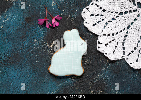 Homemade gingerbreads in the shape of an Easter bunny. Stock Photo