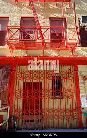 The facade of a Buddhist temple in Manhattan Chinatown.New York City.USA Stock Photo