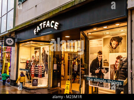 Fatface clothing shop window on Cornmarket Street, Oxford, Oxfordshire, UK. Feb 2018 Stock Photo