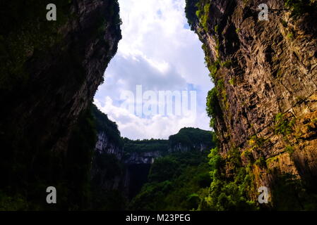 Chongqing China Three Natural Bridges Wulong ancient natural bridge Scenic Area Wulong National Park famous valley in china Stock Photo