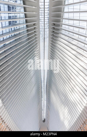 Abstract building, Oculus hub roof interior in New York City Stock Photo