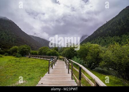 Sidewalk in in Yading national level reserve Daocheng Sichuan Province China. Stock Photo