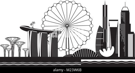 Singapore cityscape by day - vector illustration Stock Vector