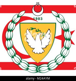 North Cyprus coat of arms and flag, official symbols of the nation Stock Vector