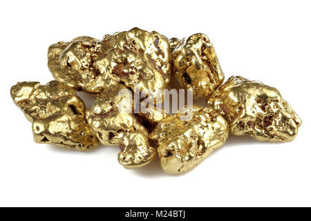 gold nuggets from Alaska isolated on white background Stock Photo