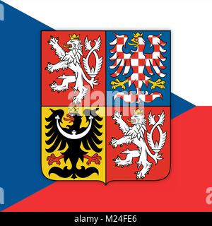 Czech Republic coat of arms and flag, official symbols of the nation Stock Vector
