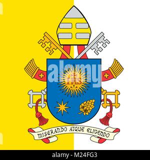 Pope Francis, holy see coat of arms and flag of the Vatican City Stock Vector