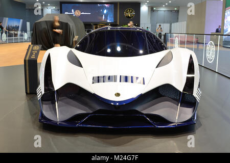 DUBAI, UAE - NOVEMBER 17: The Devel Sixteen supercar is on Dubai Motor Show 2017 on November 17, 2017 Stock Photo