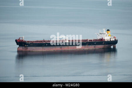 Oil tanker from Petrobrás anchored at Canal de São Sebastião, Brazil Stock Photo